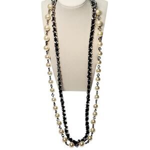 Beaded Chain Multi Strand Silk Tie Closure 35" Unsigned Handmade